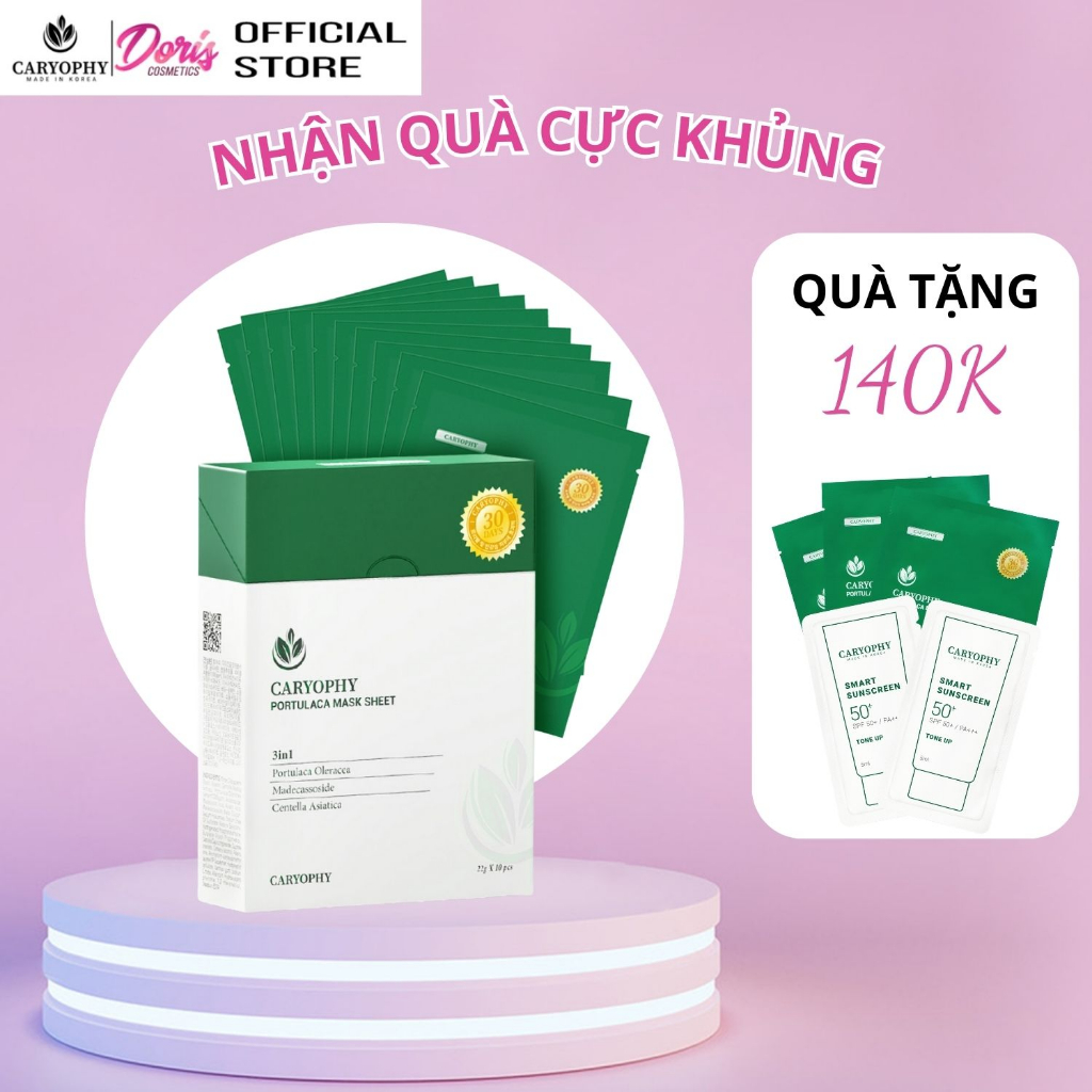 Mặt nạ giảm mụn thâm Caryophy Portulaca Mask Sheet Hàn Quốc (hộp 10 miếng)