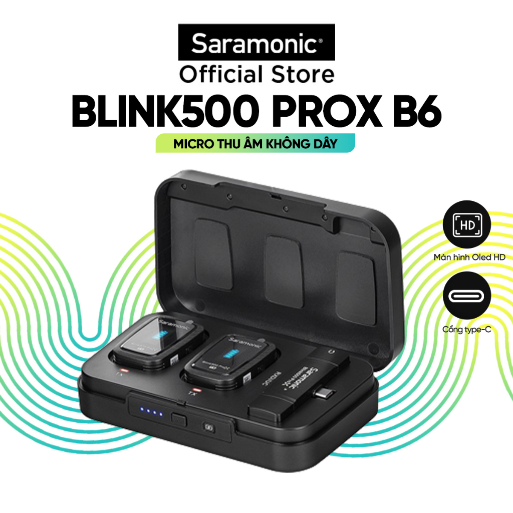 Micro Thu Âm Không Dây Saramonic Blink500 ProX B6 - Cổng Type-C (Android) - Quay video, Livestream - Bảo Hành 24 Tháng