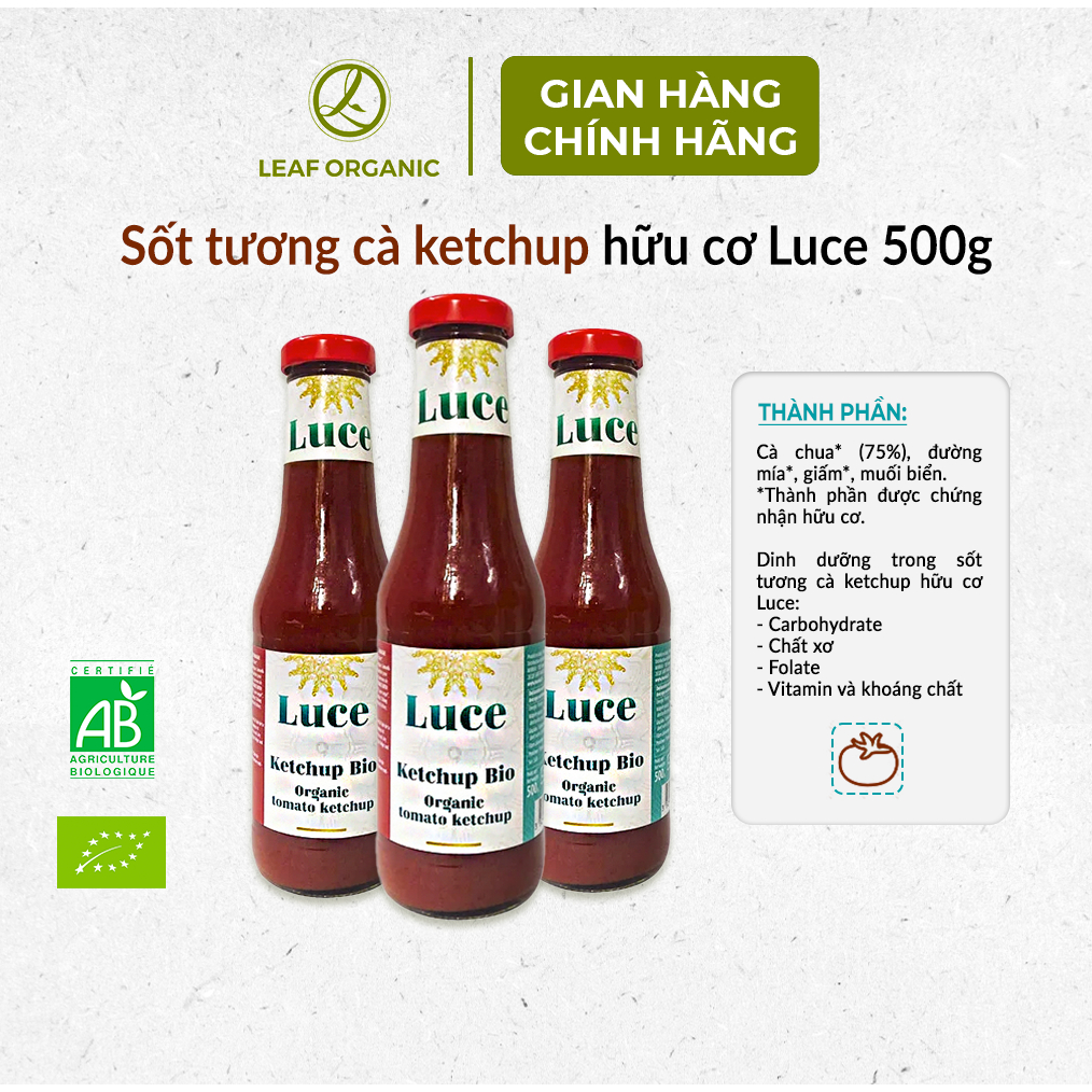 Sốt tương cà ketchup hữu cơ Luce