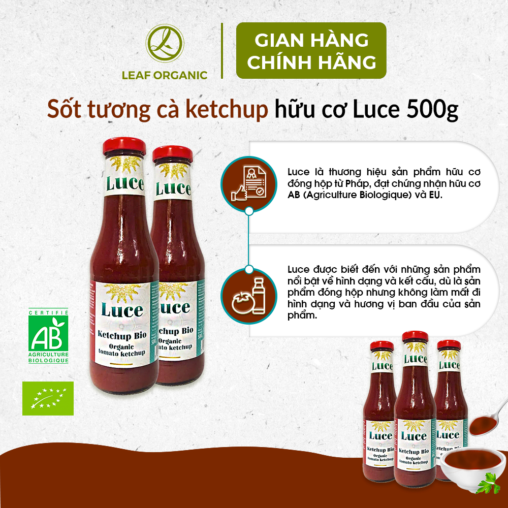 Sốt tương cà ketchup hữu cơ Luce