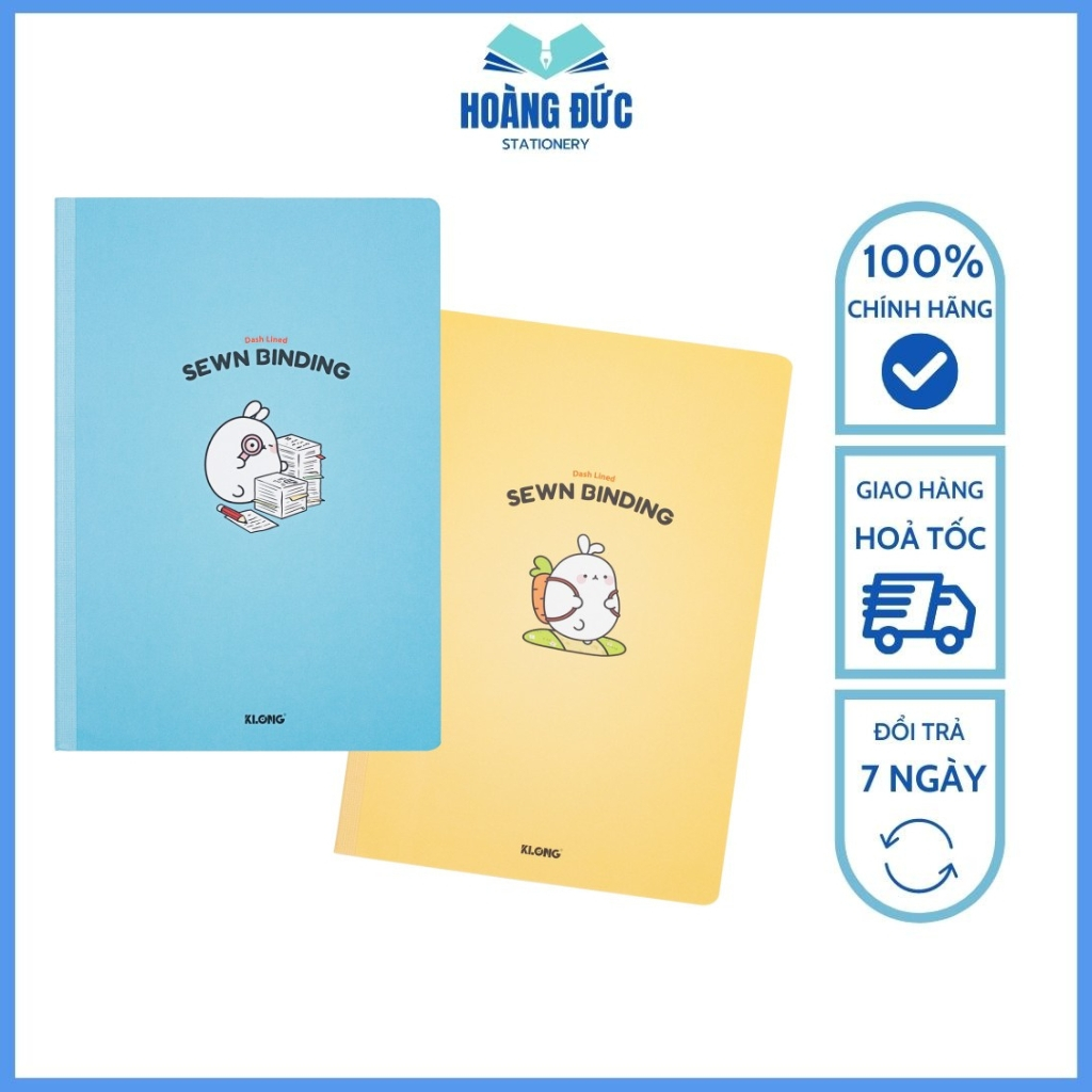 Vở kẻ ngang Klong nét đứt may dán gáy B5 80-120 trang - Định lượng 70gsm; MS: 800-801 - Hoàng Đức