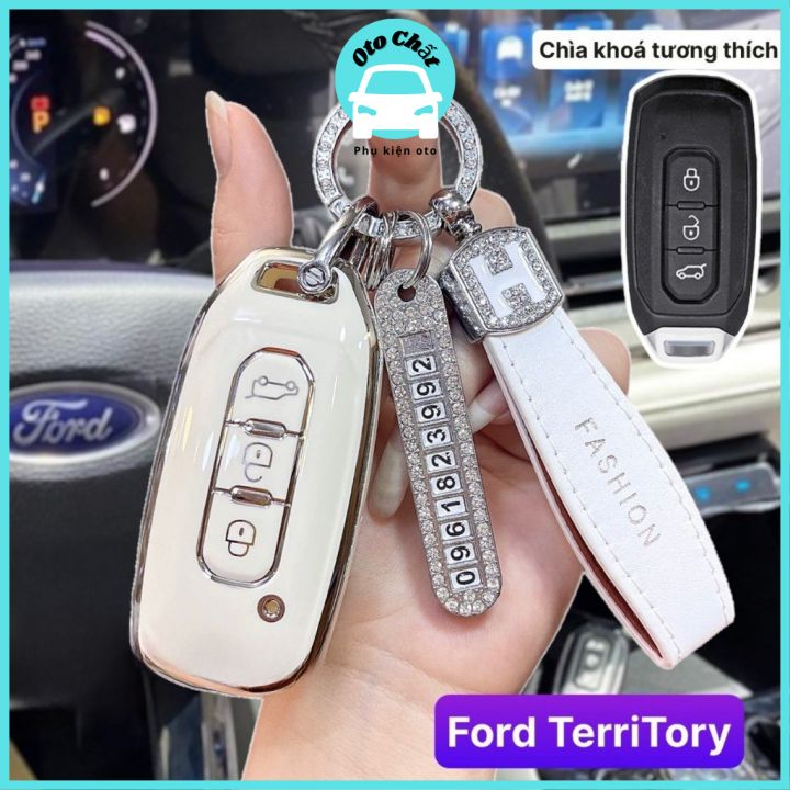 Ốp TPU dẻo viền bạc/ Ốp khóa xe dòng Ford Territory - Bọc khóa xe ô tô bảo vệ khóa, chống xước by Chất