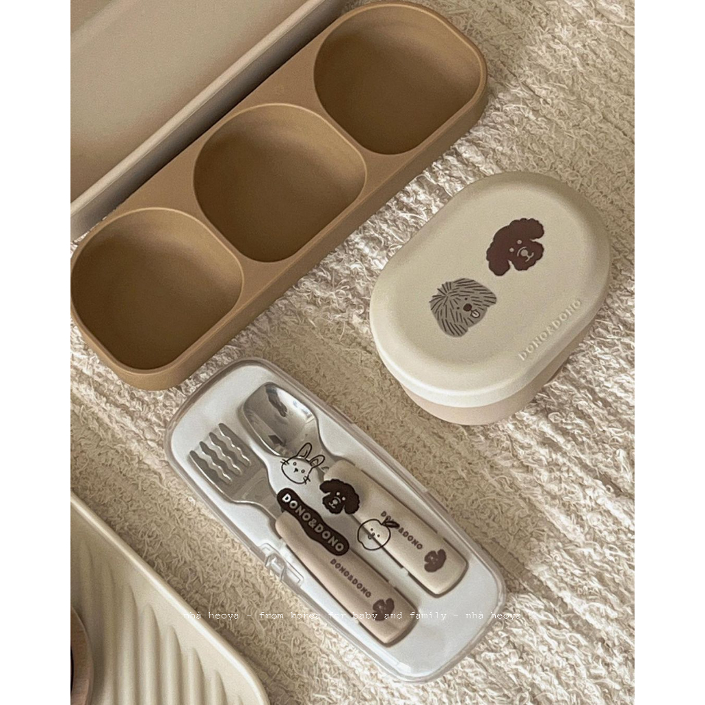 SÉT MUỖNG NĨA THÉP KÈM HỘP ĐỰNG DONODONO MADE IN KOREA