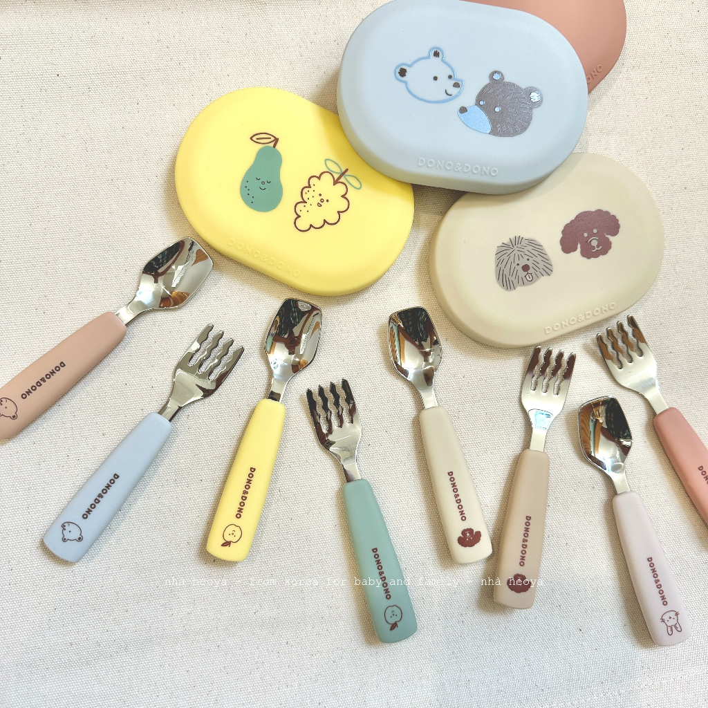 SÉT MUỖNG NĨA THÉP KÈM HỘP ĐỰNG DONODONO MADE IN KOREA