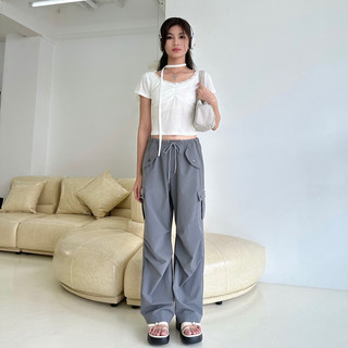 Janet studio • quần dù parachute xám