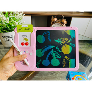 Máy đọc viết 2in1 máy đọc thẻ flashcard song ngữ Anh - Việt tích hợp bảng viết vẽ điện tử LCD tự xóa thông minh cho bé