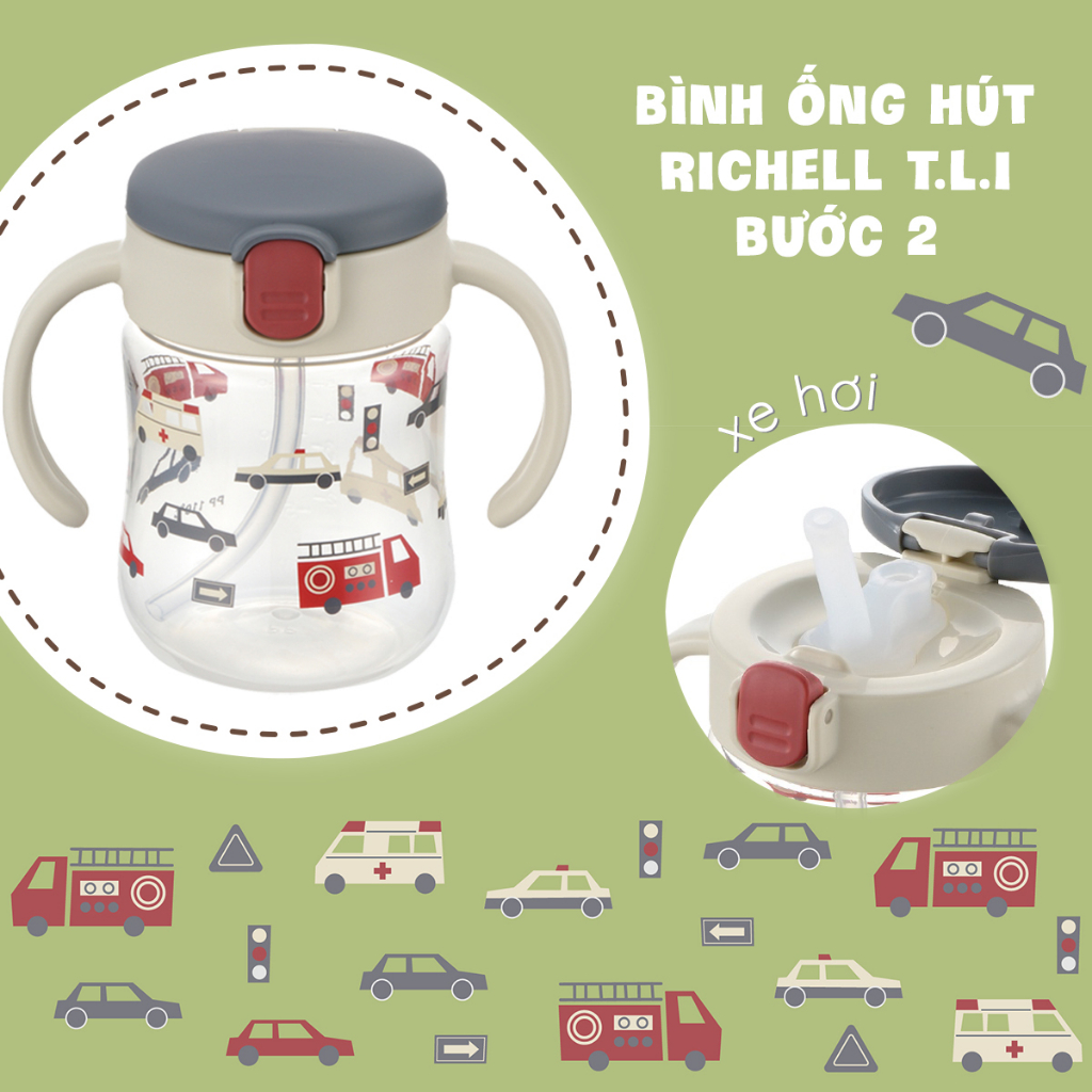 Bình ống hút TLI Richell Nhật Bản - bước 2 200ml | Baby