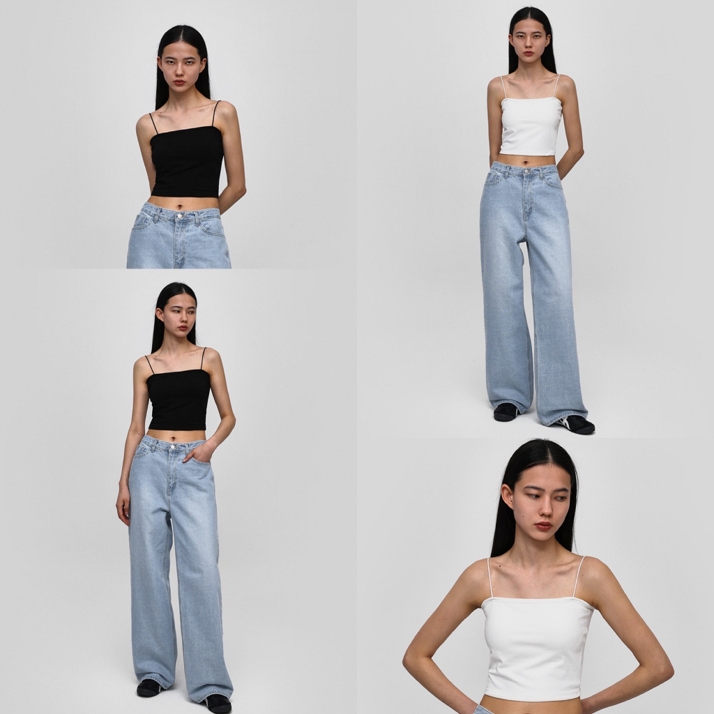 Áo 2 dây BLACKUP Square Neck Cropped Sleeveless Shirt
