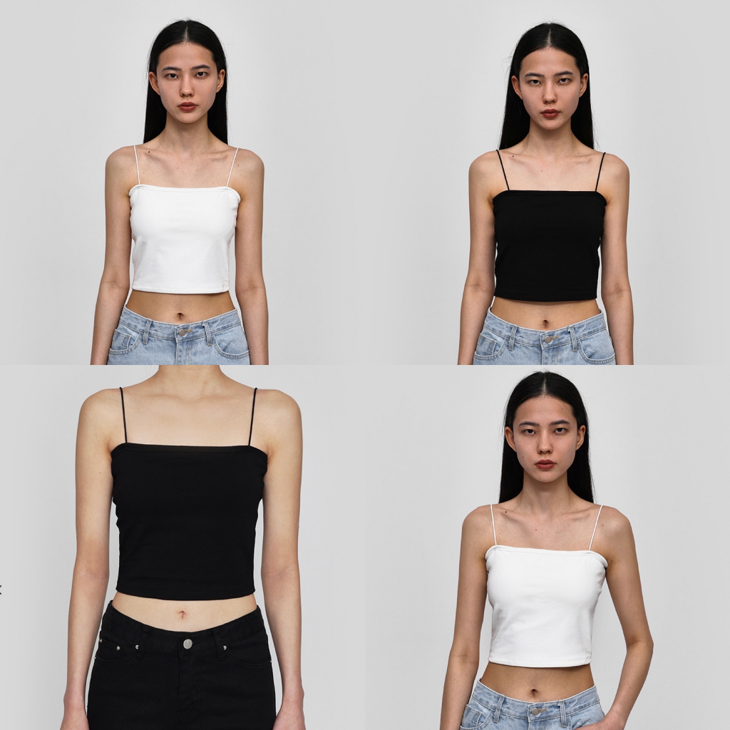 Áo 2 dây BLACKUP Square Neck Cropped Sleeveless Shirt