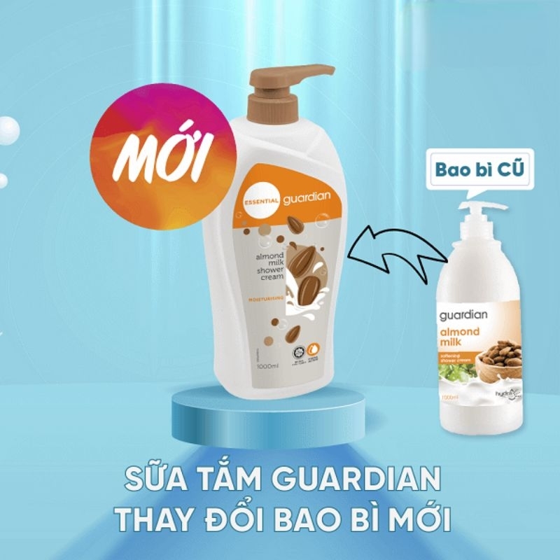 Sữa Tắm Dạng Kem Dưỡng Ẩm Guardian Essential Almond Milk Moisturising Shower Cream Sữa Hạnh Nhân 1000Ml