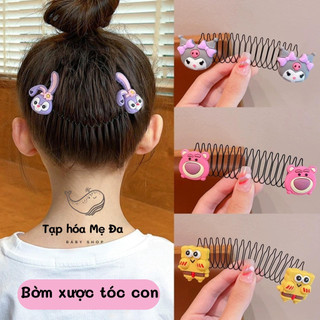 Bờm xược tóc con/thanh cài cố định tóc mái cho bé dạng lò xo co giãn hình gấu dâu Lotso giúp tóc vào nếp dụng cụ bới tóc