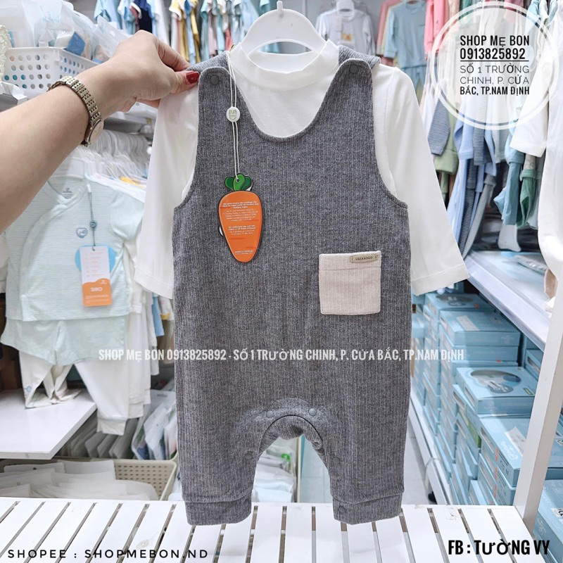 Set body yếm nỉ nhung UALAROGO cho bé trai, bé gái (3-6M đến 18-24M)