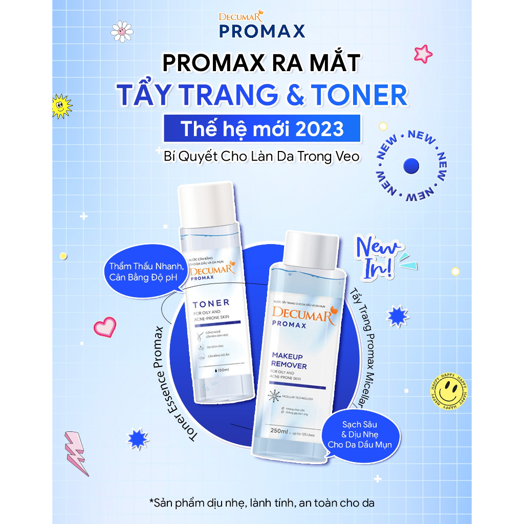 Nước tẩy trang Decumar Promax Micellar sạch sâu và dịu nhẹ cho da dầu mụn 250ml - DH Beauty