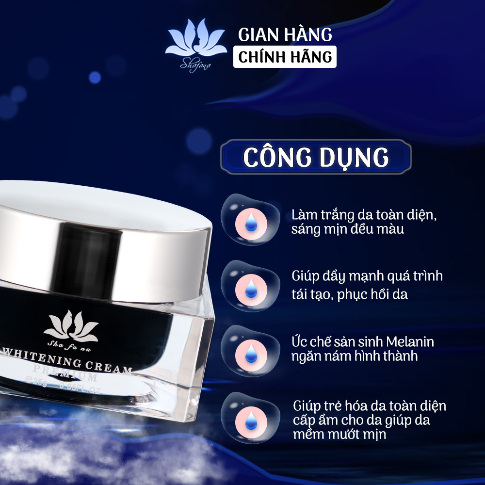 Kem dưỡng trắng da Shafana Whitening Premium Cream 25g trẻ hóa da toàn diện