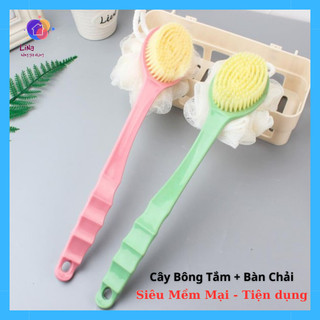 Cây bông tắm chà lưng cọ lưng 2 đầu tiện dụng , bàn chải cọ lưng siêu mềm mại