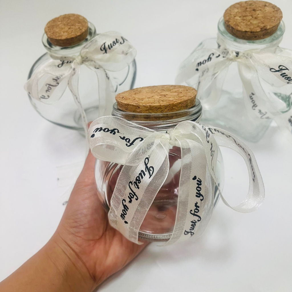 Lọ ước, lọ chữa lành kèm ruy băng gồm hình sao, hình tròn và hình trái tim