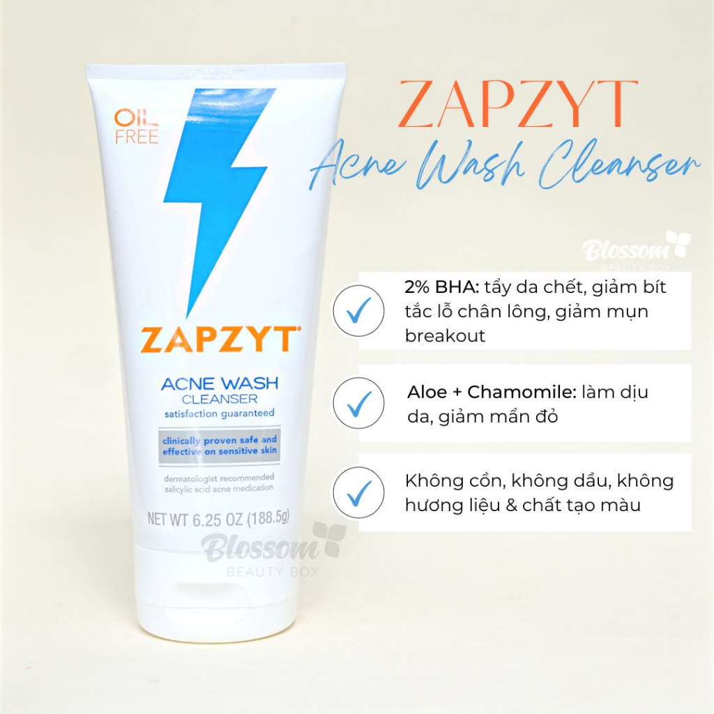 Sữa rửa mặt Zapzyt chứa BHA cho da dầu mụn 200ML