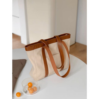 Micocah auth túi xách túi tote vải canvas phối da nữ fsf576
