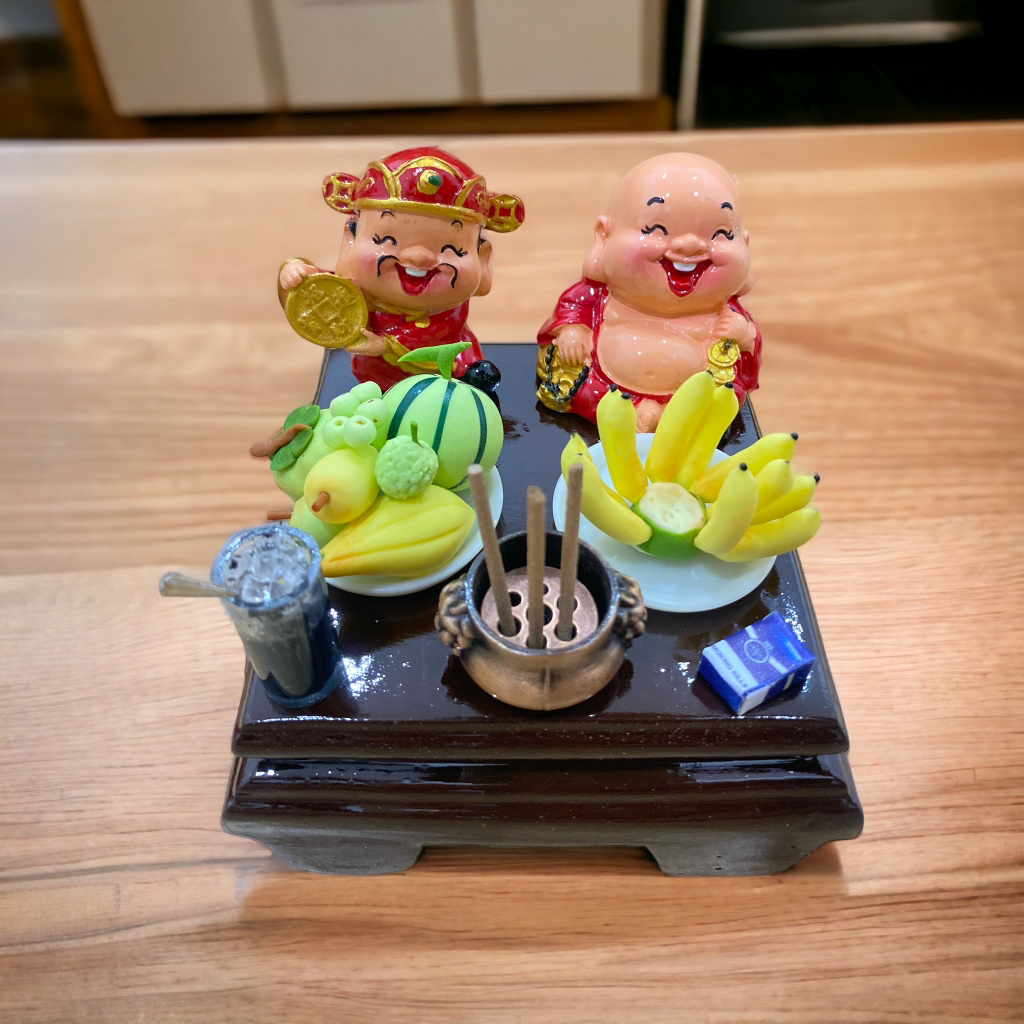 Bàn thờ mini ông tượng địa thần tài may mắn tài lộc trang trí bàn làm việc văn phòng