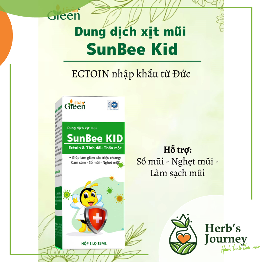Dung dịch xịt mũi Sunbee Kid - Giảm các triệu chứng cảm cúm, sổ mũi, nghẹt mũi