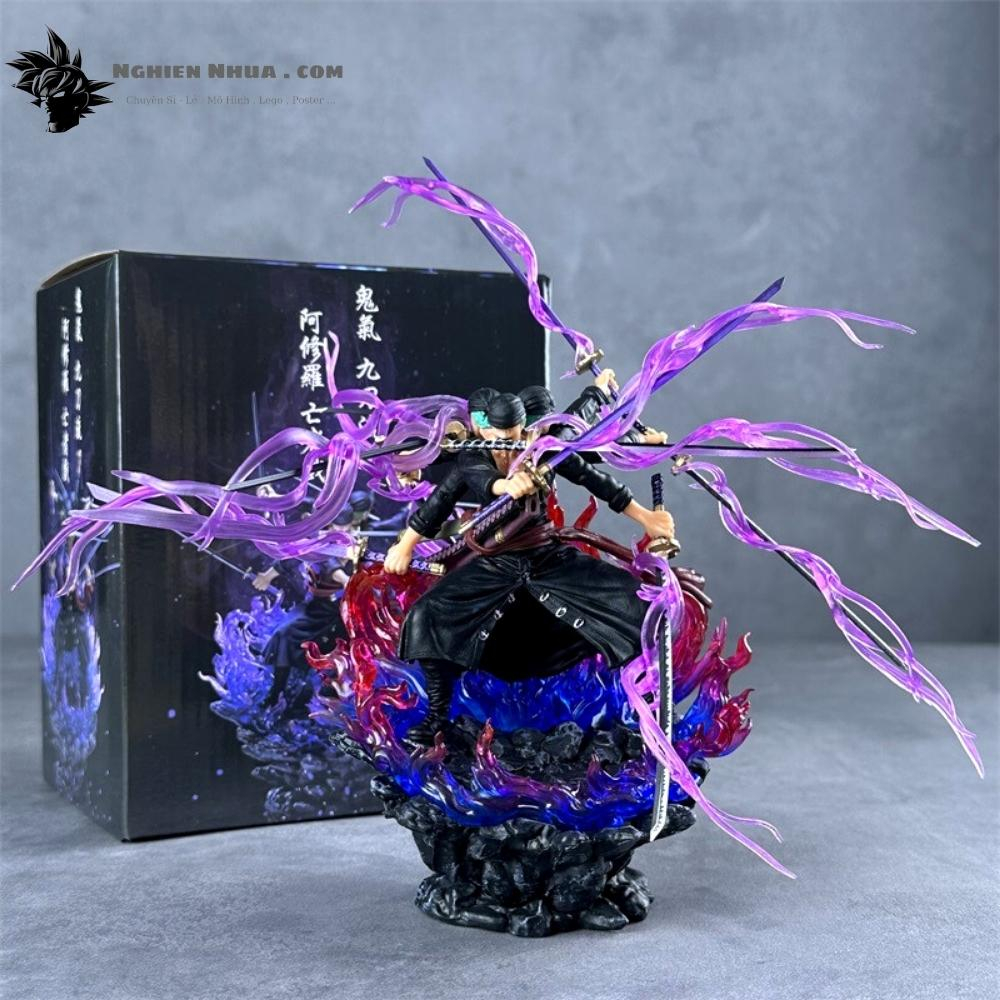 Mô Hình OnePiece Zoro Asura 3 đầu 6 tay siêu ngầu bản nhỏ - Cao 24cm nặng 360gram - Figure OnePiece - Hộp màu