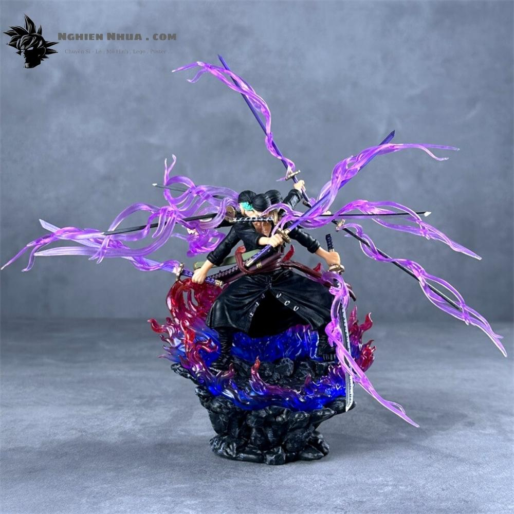 Mô Hình OnePiece Zoro Asura 3 đầu 6 tay siêu ngầu bản nhỏ - Cao 24cm nặng 360gram - Figure OnePiece - Hộp màu