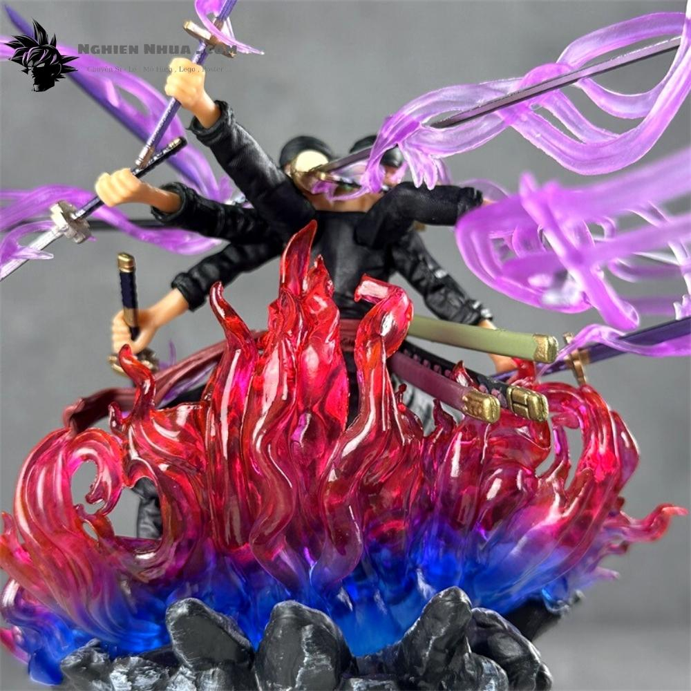 Mô Hình OnePiece Zoro Asura 3 đầu 6 tay siêu ngầu bản nhỏ - Cao 24cm nặng 360gram - Figure OnePiece - Hộp màu