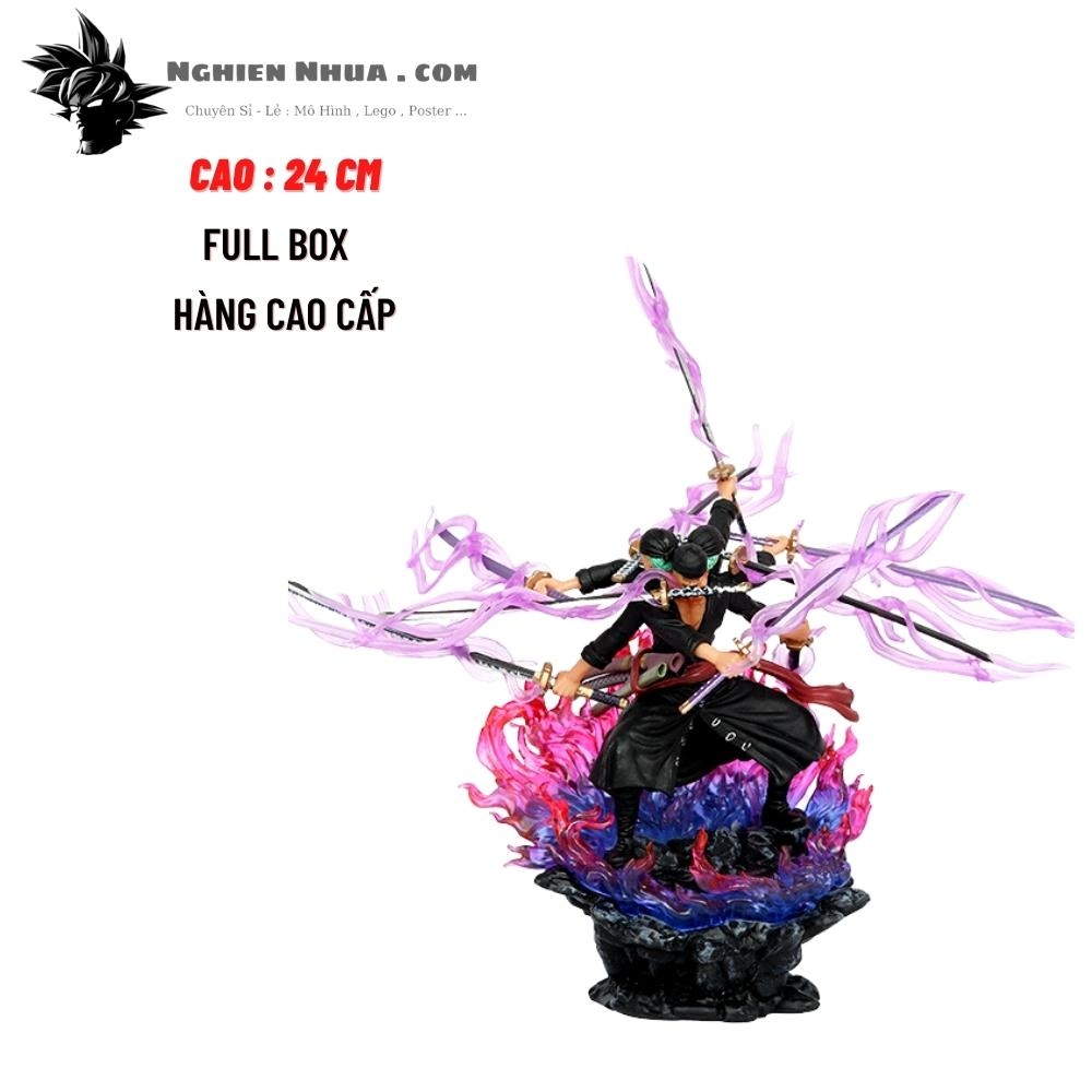 Mô Hình OnePiece Zoro Asura 3 đầu 6 tay siêu ngầu bản nhỏ - Cao 24cm nặng 360gram - Figure OnePiece - Hộp màu