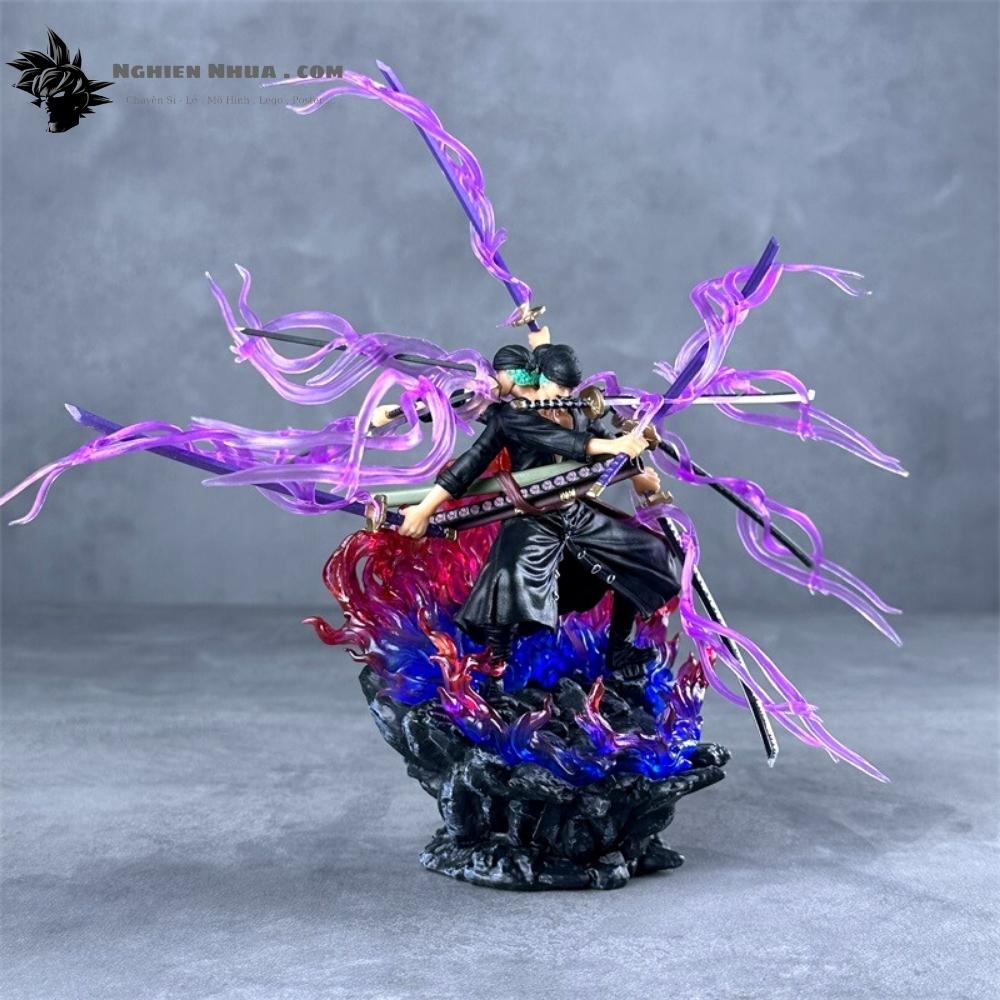 Mô Hình OnePiece Zoro Asura 3 đầu 6 tay siêu ngầu bản nhỏ - Cao 24cm nặng 360gram - Figure OnePiece - Hộp màu
