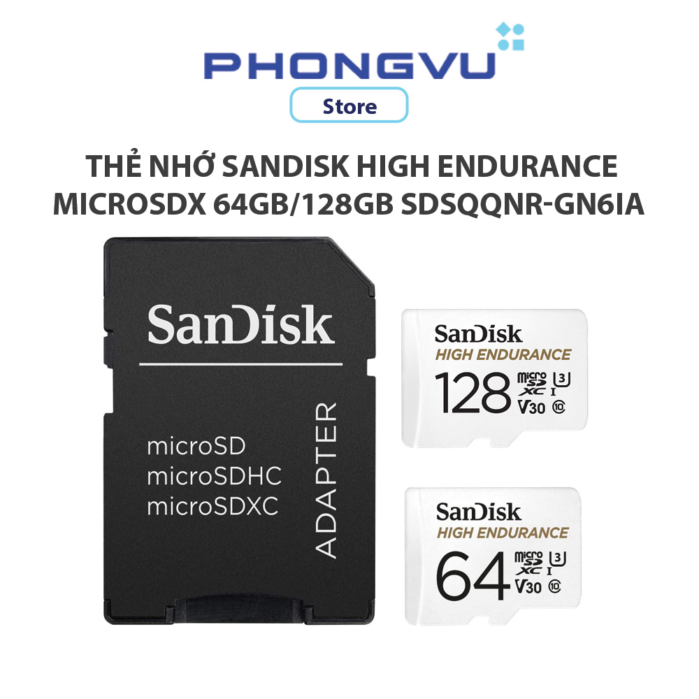 Thẻ nhớ SanDisk High Endurance microSDX 64GB/128GB SDSQQNR-064G-GN6IA (Có adaptor) - Bảo hành 24 tháng