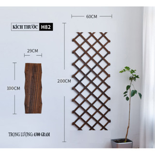 Giàn gỗ gắn tường treo chậu cây, giàn hoa leo, decor ban công sân vườn - Giàn gỗ gắn tường trồng cây