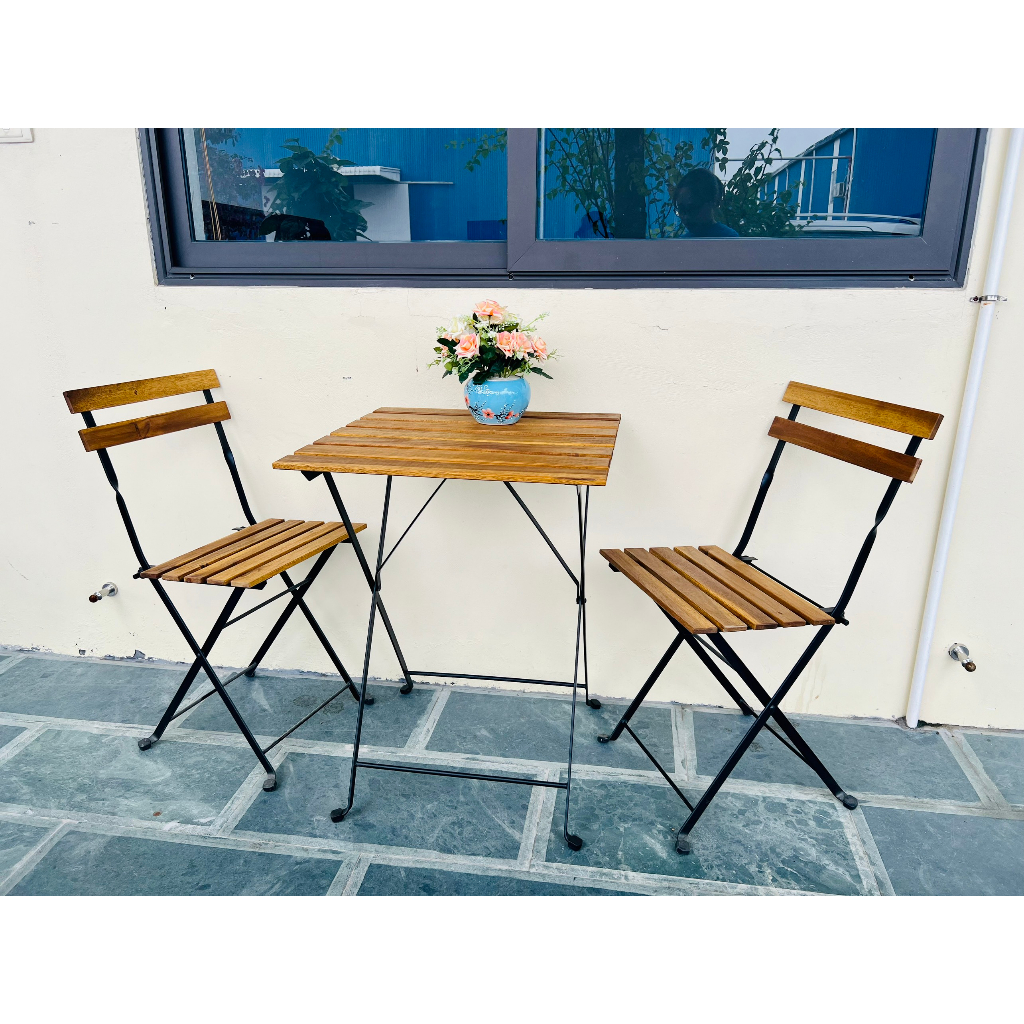 Bộ bàn ghế gỗ TARNO gấp gọn ban công, bàn ăn - Bàn ghế ban công, bàn ghế chung cư bộ bàn ăn gấp gọn