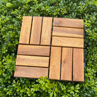 Combo 5 Tấm Sàn Gỗ Tự Nhiên 12 Nan Vỉ Gỗ Lắp Ghép Decor Phòng Khách, Ban Công, Nhà Tắm, Ngoài Trời Gỗ Keo