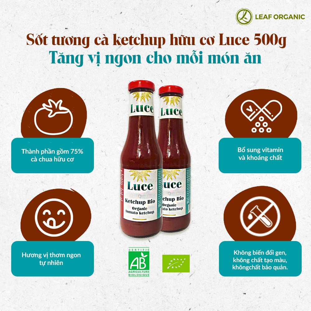 Sốt tương cà ketchup hữu cơ Luce