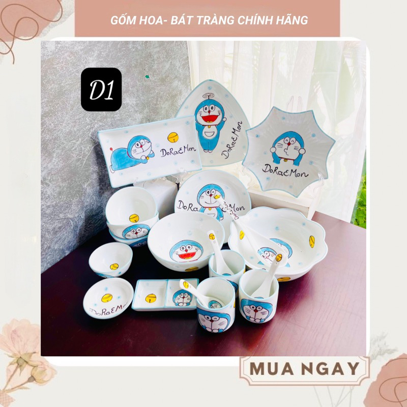( lẻ món) Bộ đồ ăn hoạ tiết đôremon dễ thương gốm sứ bát tràng