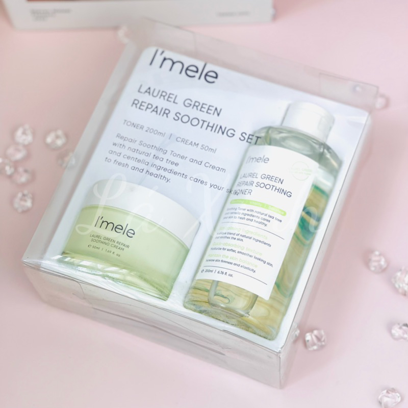 Bộ Dưỡng Dành Cho Da Nhạy Cảm Da Mụn I'mele Laurel Green Repair Soothing Kem 50Gr + Toner 200ml