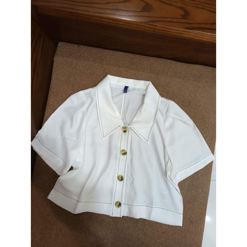 Áo sơ mi crop xuất Hàn siêu tôn dáng