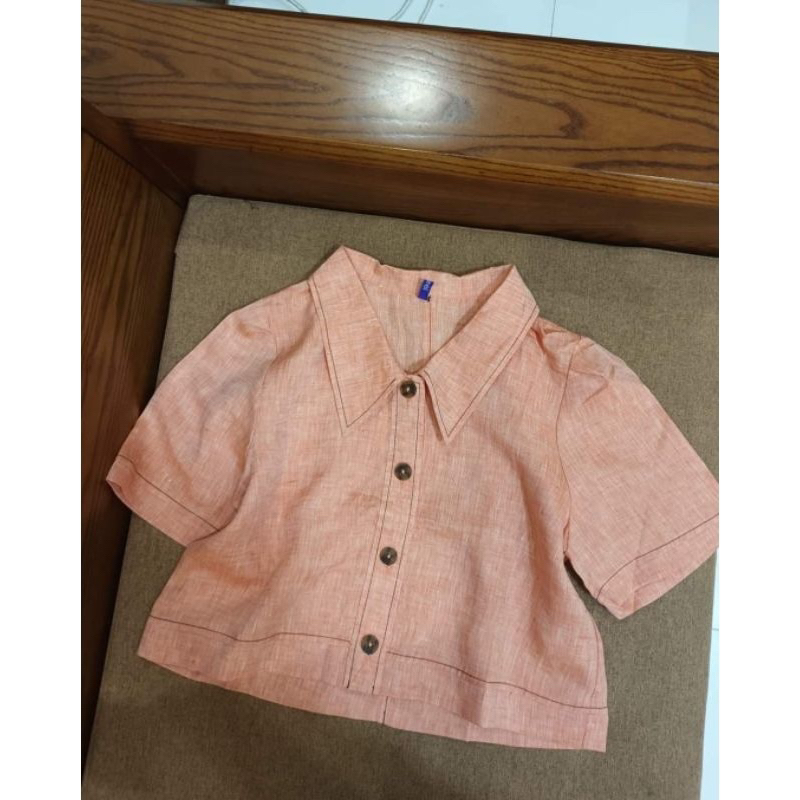 Áo sơ mi crop xuất Hàn siêu tôn dáng