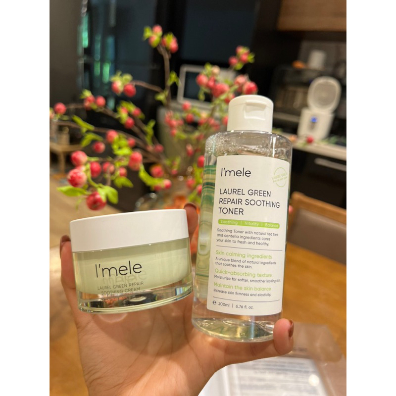 Bộ Dưỡng Dành Cho Da Nhạy Cảm Da Mụn I'mele Laurel Green Repair Soothing Kem 50Gr + Toner 200ml