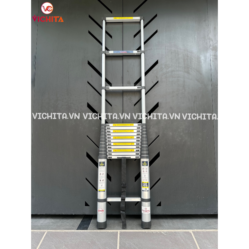Thang Nhôm Rút Đơn VICHITA 5.4M - Tặng 2 Chốt Thang - Bảo Hành 2 Năm - Ống Thang Nhôm Liền Khối, Không Có Ngấn Nối