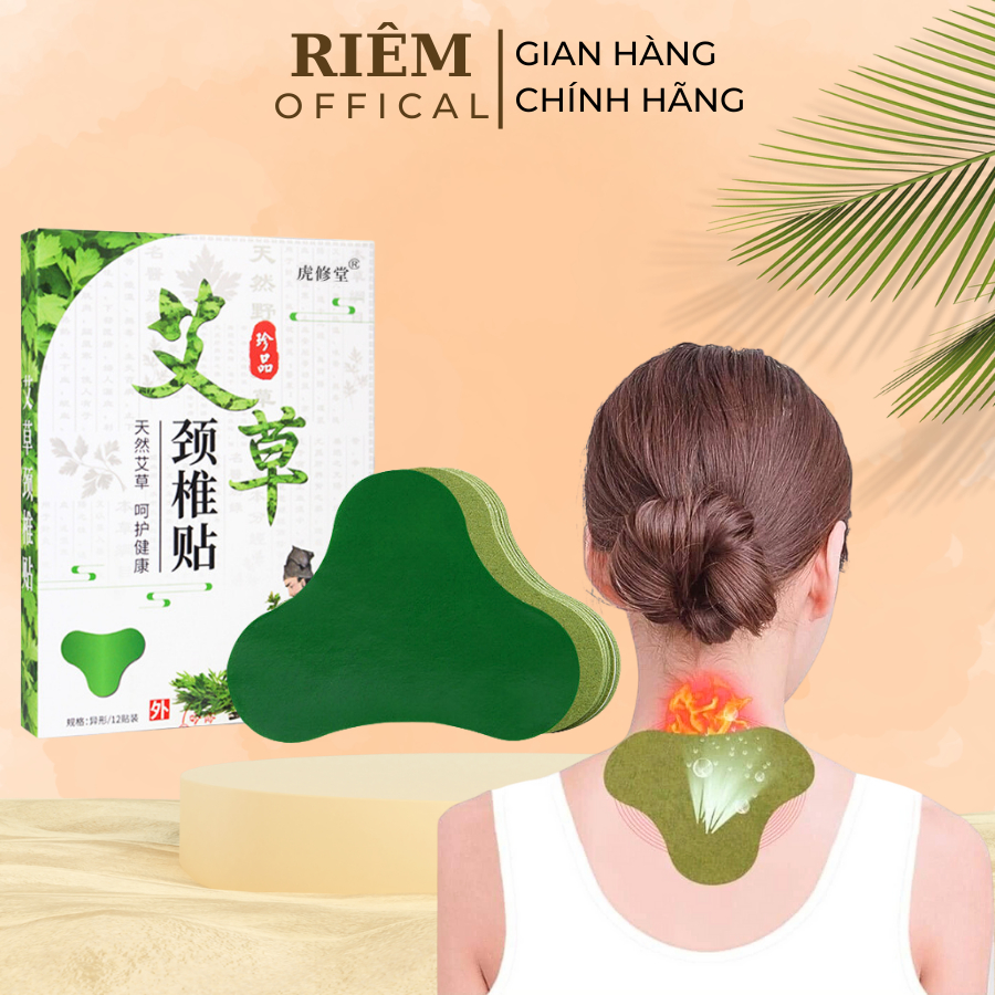 Miếng Dán Ngải Cứu Hộp 12 Miếng Giảm Đau Vai Gáy Hiệu Quả Nhất Thải Độc An Toàn Cho Sức RIEM