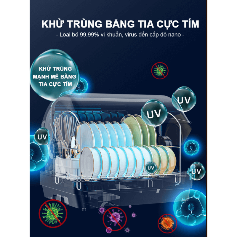 MÁY SẤY VÀ KHỬ TRÙNG BÁT ĐĨA BẰNG TIA UV BẢO HÀNH 12 THÁNG