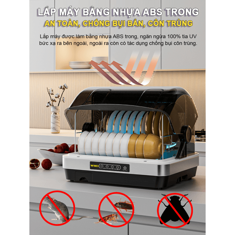 MÁY SẤY VÀ KHỬ TRÙNG BÁT ĐĨA BẰNG TIA UV BẢO HÀNH 12 THÁNG