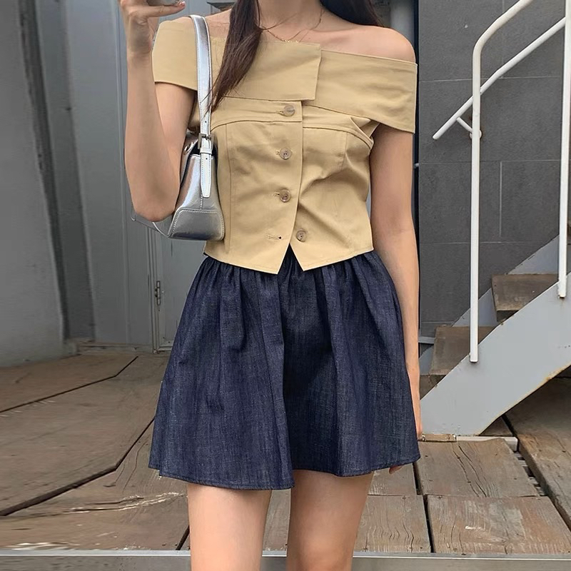 Beige OFF-SHOULDER Shirt