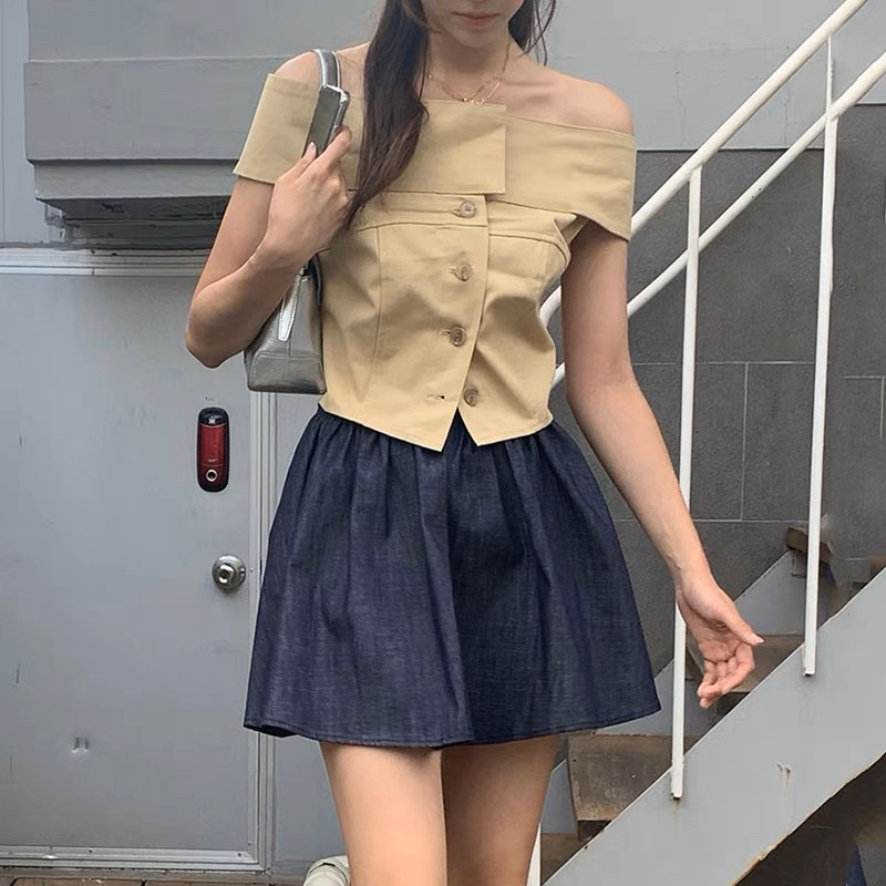 Beige OFF-SHOULDER Shirt