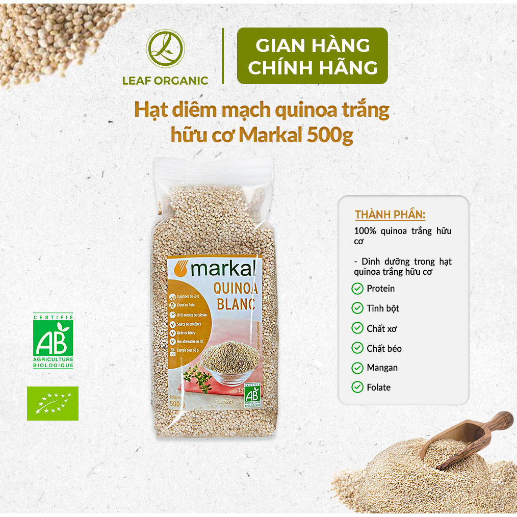 Hạt diêm mạch quinoa trắng hữu cơ Markal 500g