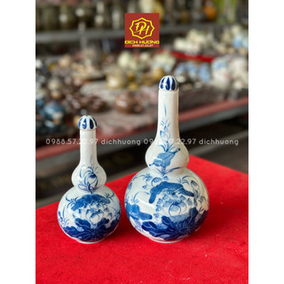 Nậm rượu rồng, sen men lam đẹp. hồ lô rượu