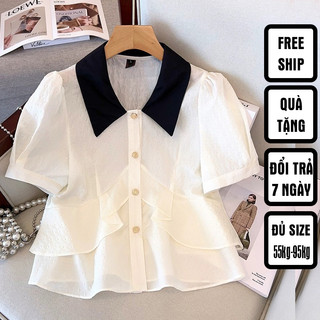 Áo sơ mi peplum công sở 60kg - 95kg bigsize sơ mi mặc đi chơi đi học