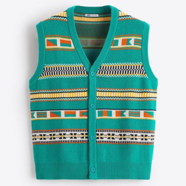 Áo gi lê nam Zara authentic JACQUARD KNIT VEST size M
