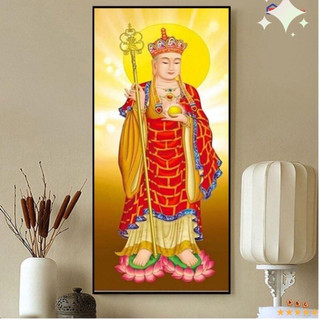 Tranh đính đá phật Địa Tạng Vương Bồ Tát, kích thước: 50x80cm